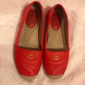 Coach orange espadrille flats